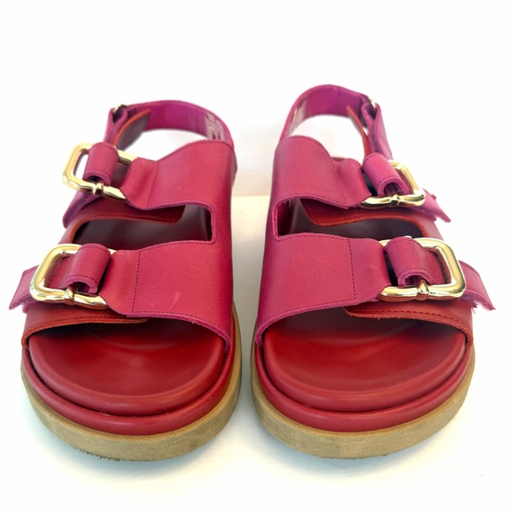 ALOHAS Harper Leather Pink and Red Slingback Buckled Sandals, size EU 40 - Picture 3 of 11